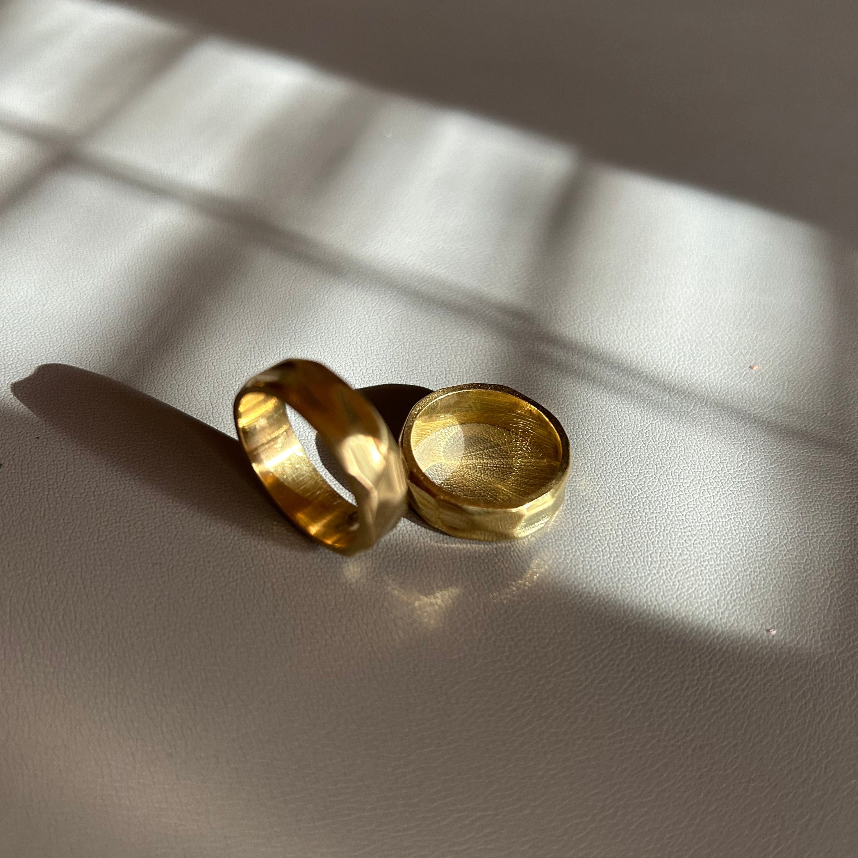 Hammered brass ring gold