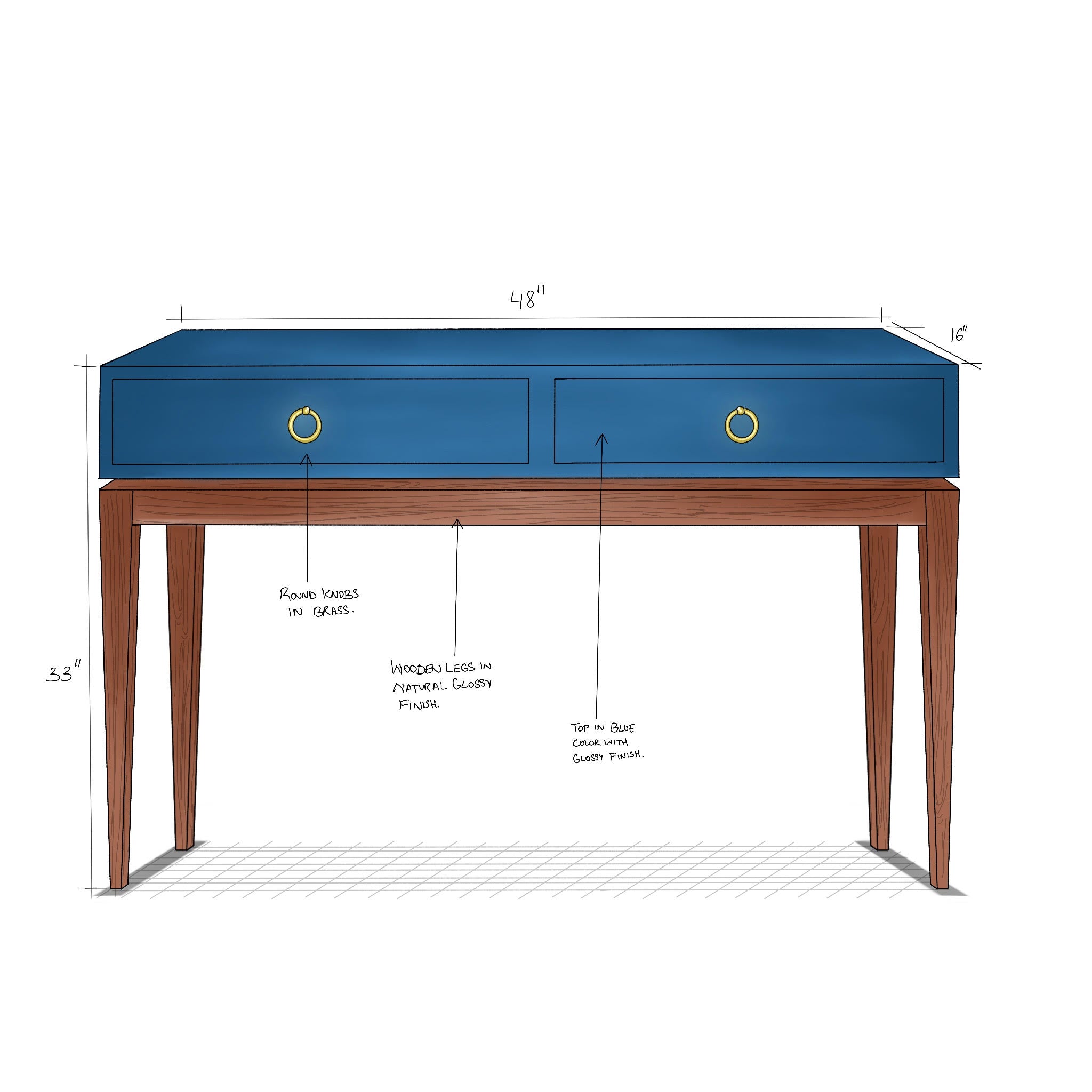 Bold Console table - storage - furniture pakistan- natashahomes - sketch/drawing