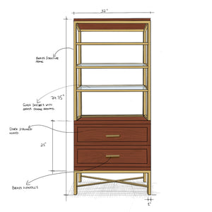 Luxury gold and wooden shelf - natashahomes  - with dimensions