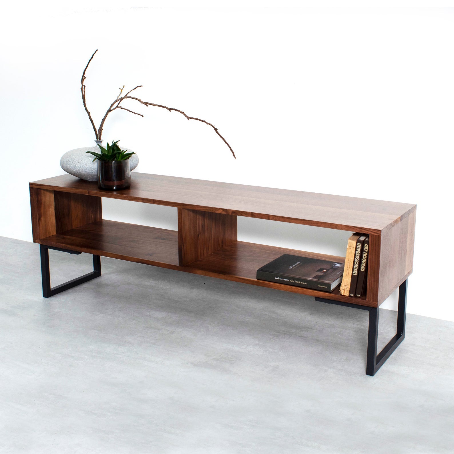 Rare tv console - compact tv table- side view