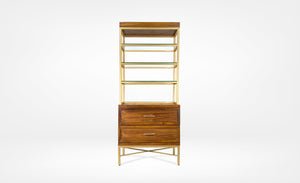 Luxury gold and wooden shelf - natashahomes - with white background