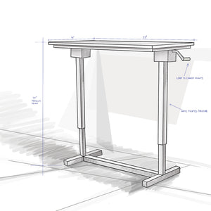 Whyte adjustable height working table - lower back health - sketch white