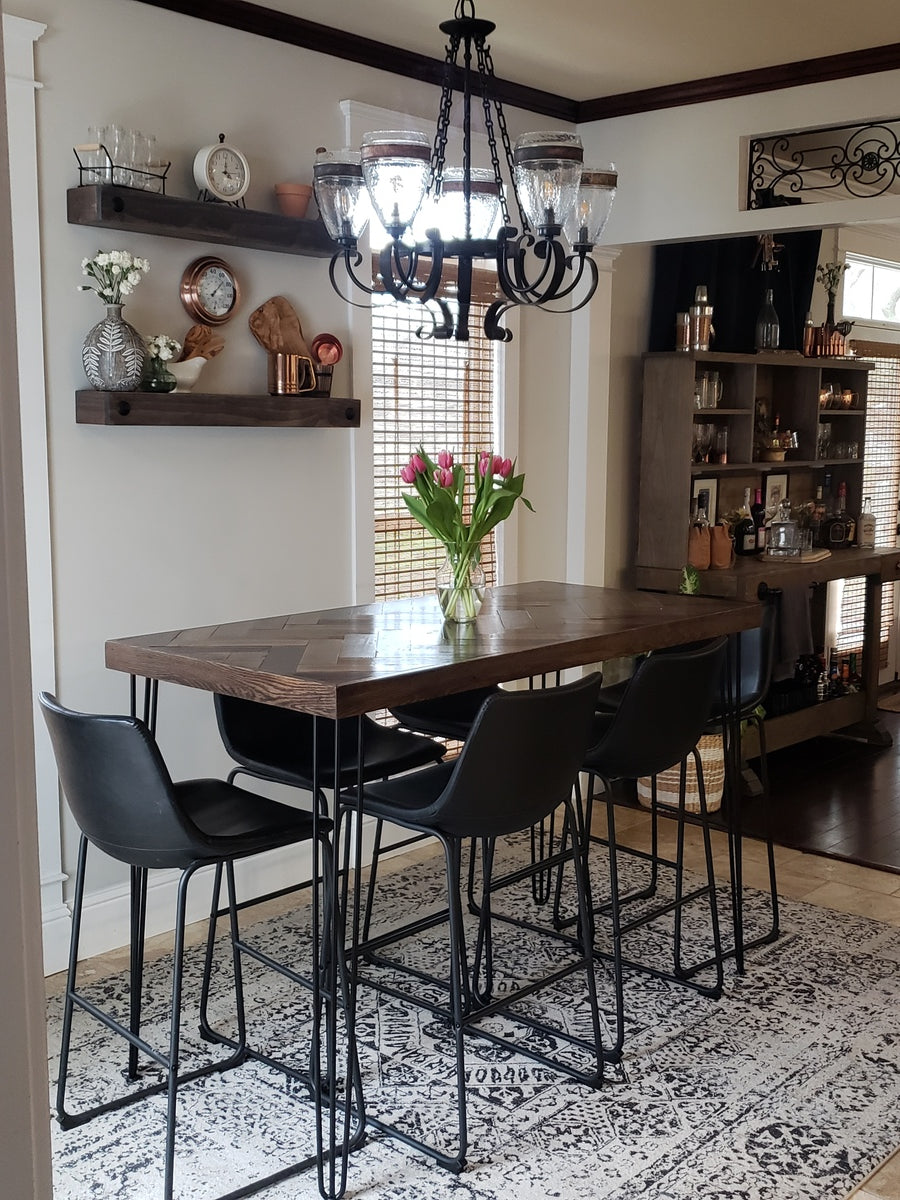 Bar dining table in Pakistan - herringbone table