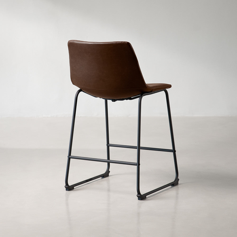 Barstool - upholstered- brown-back