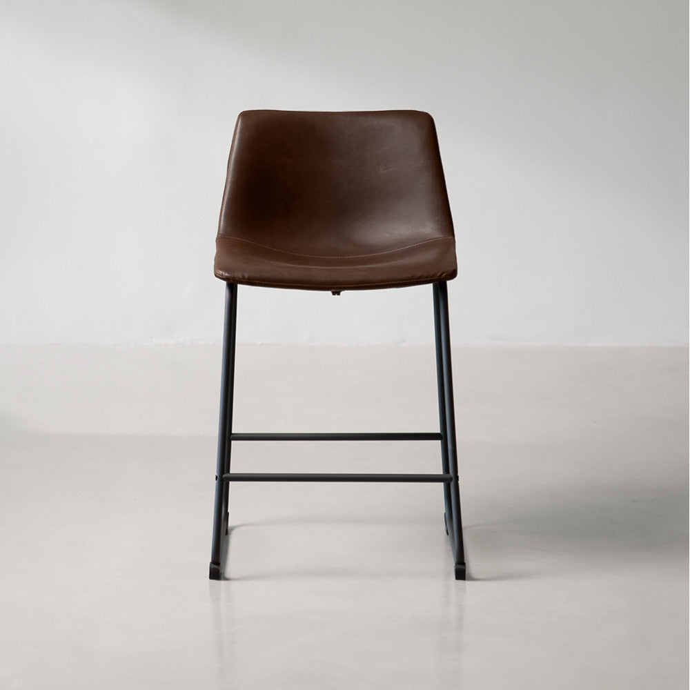 Barstool - upholstered- brown-front