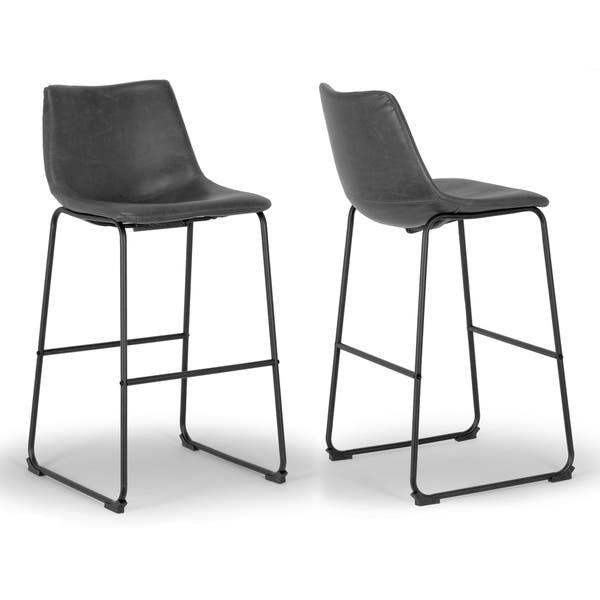 Barstool - upholstered- brown-black-leather