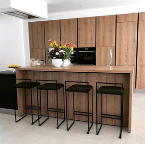 Kitchen barstool design - metal and cushioned seat - back view
