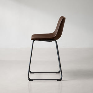 Barstool - upholstered- brown-side